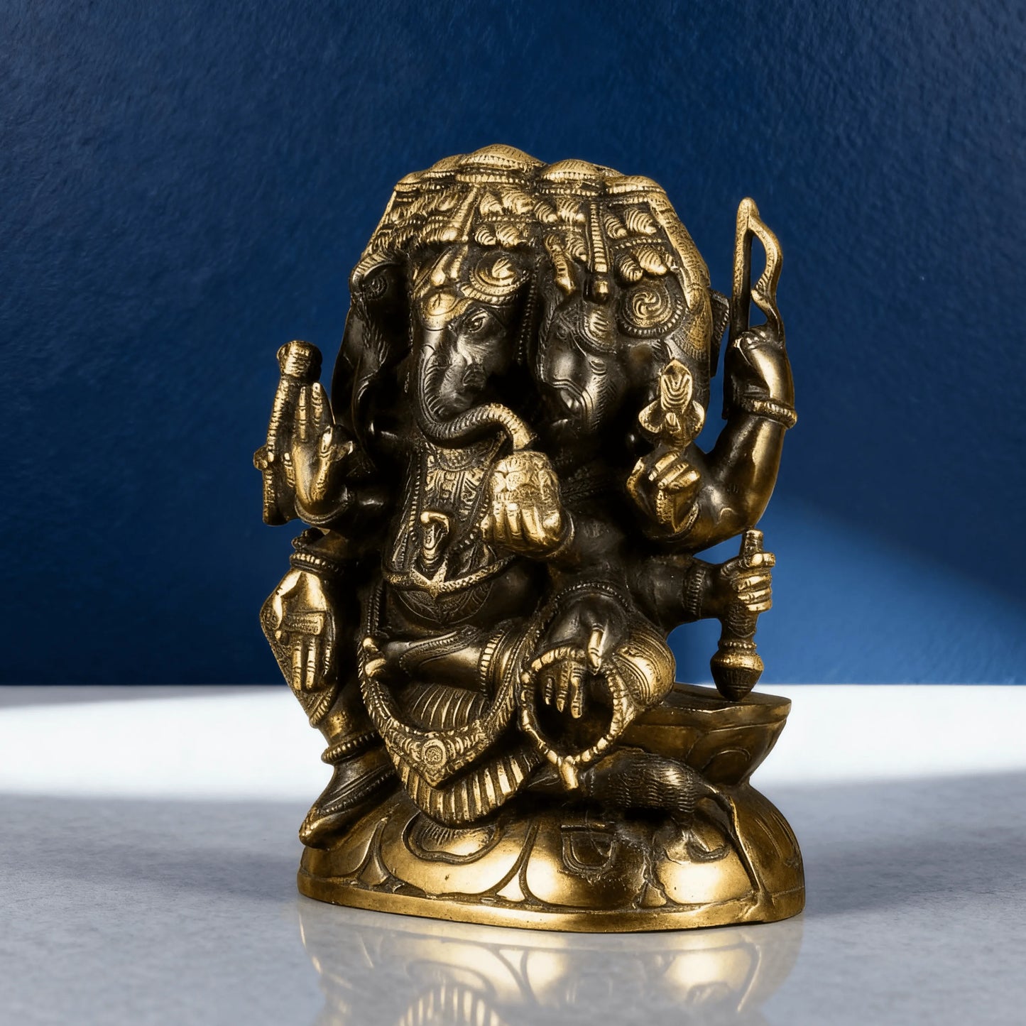 angled front view black brass ganesha idol for home temple