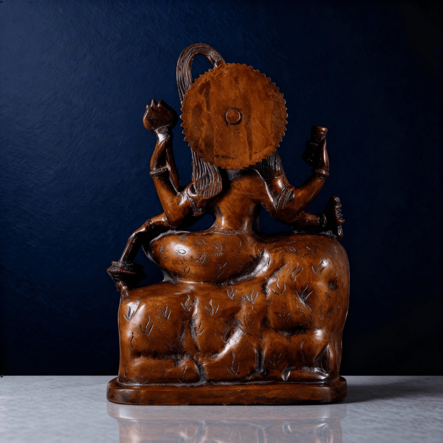 Brass Shiva Parvati sitting idol back side handcrafted design