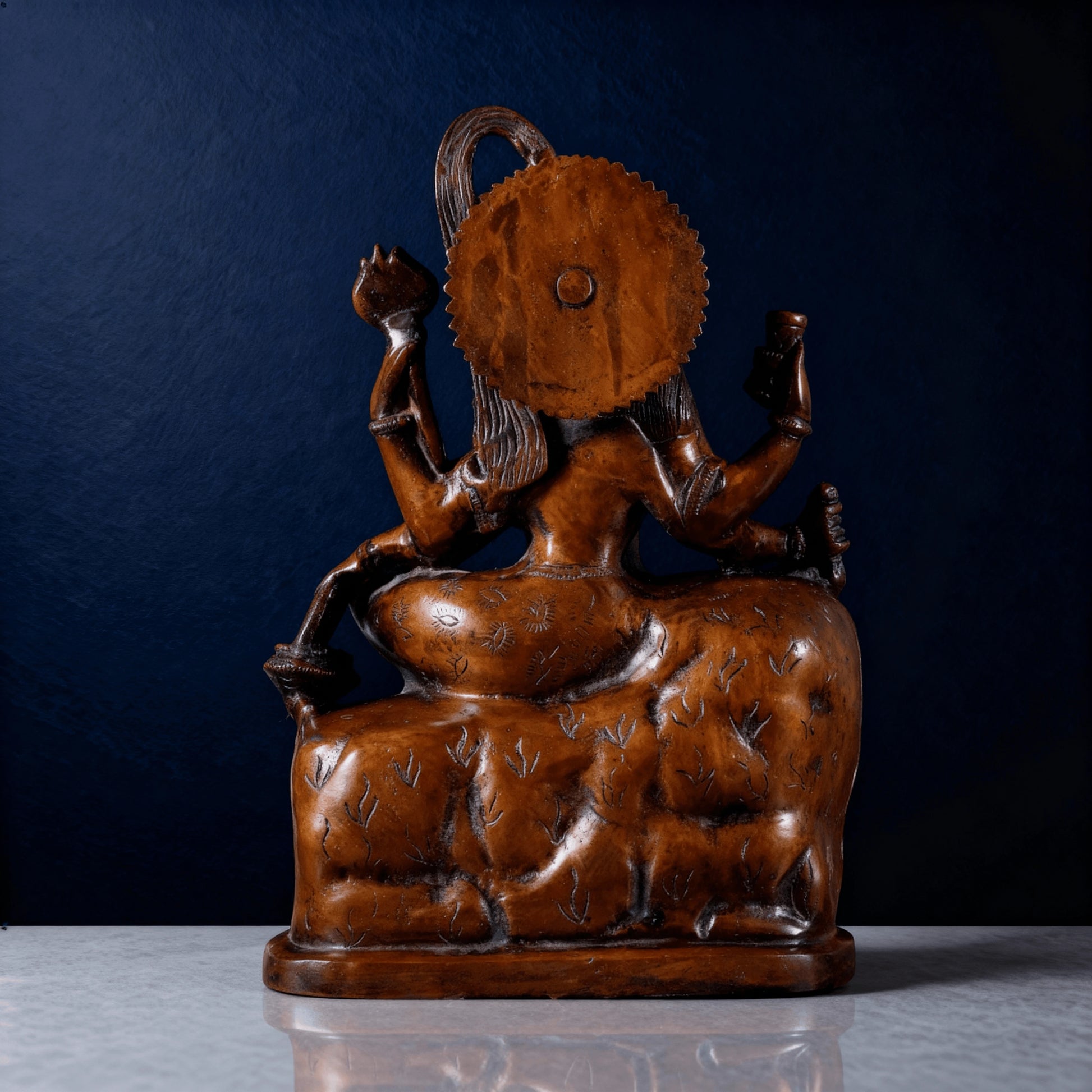 Brass Shiva Parvati sitting idol back side handcrafted design