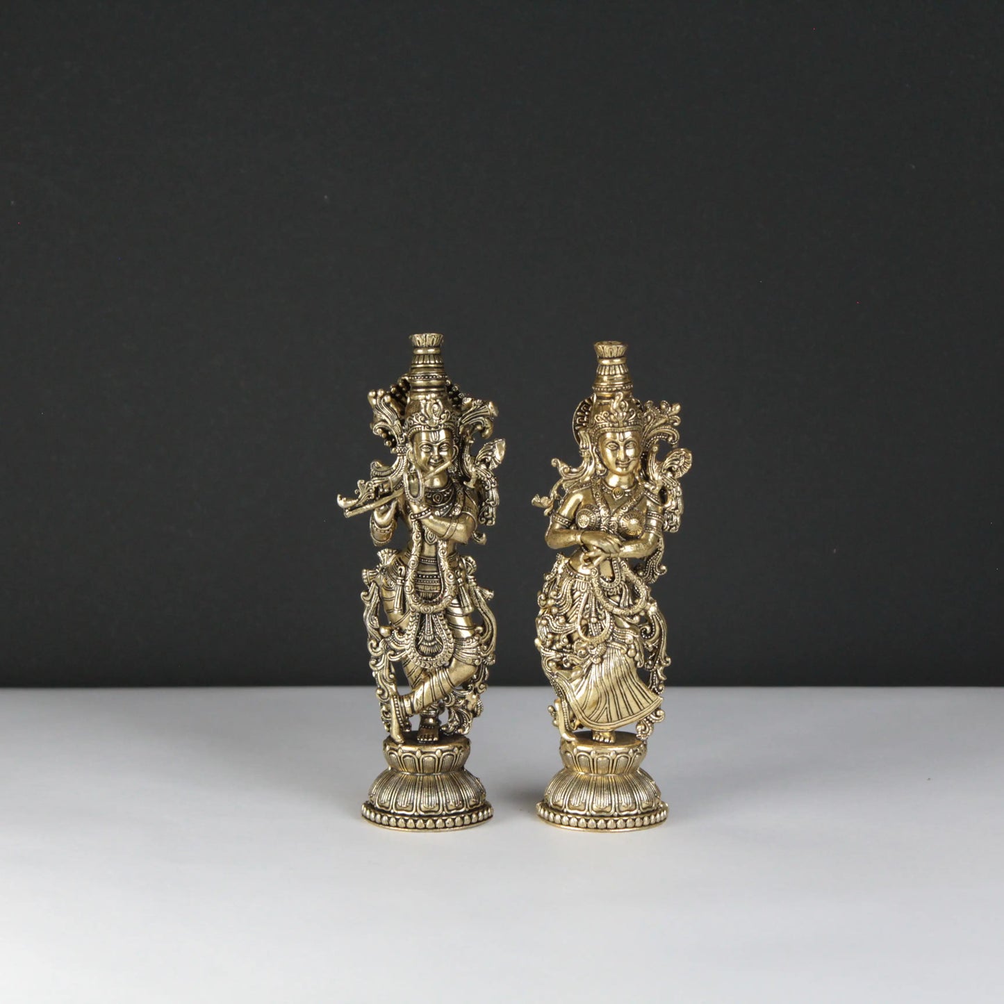 Radha krishna brass statue