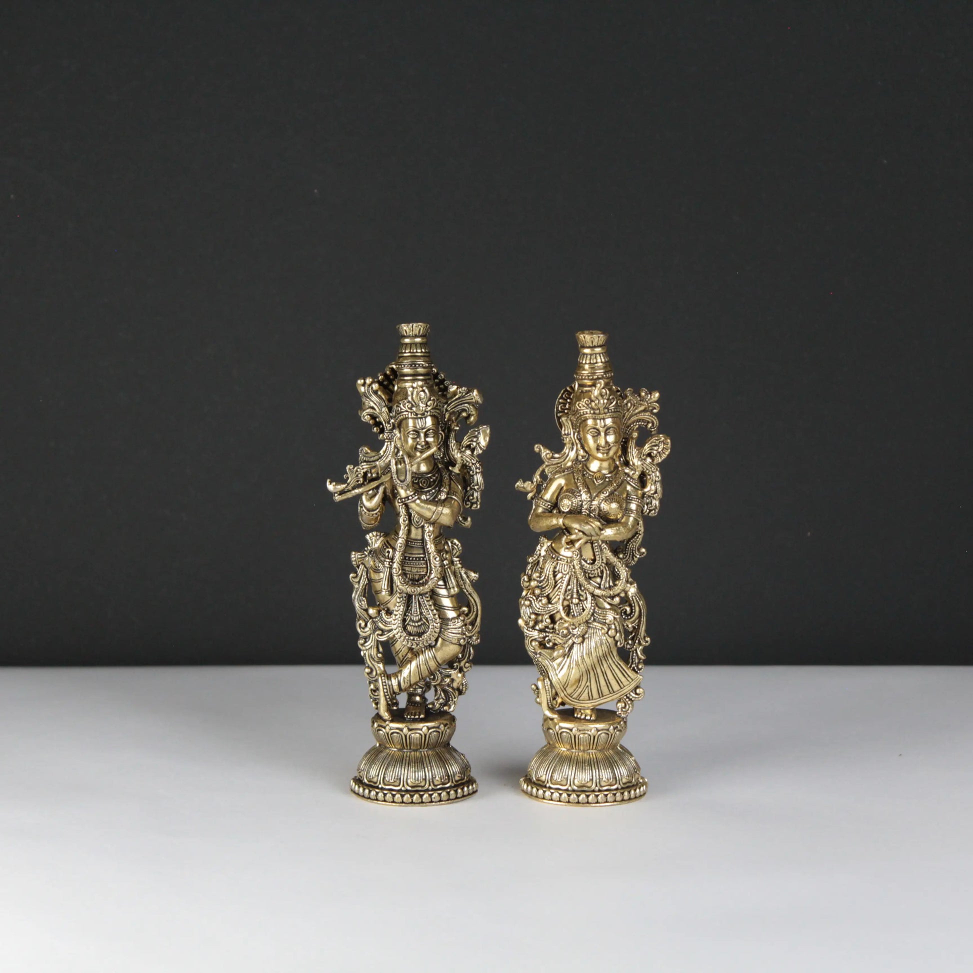 Radha krishna brass statue