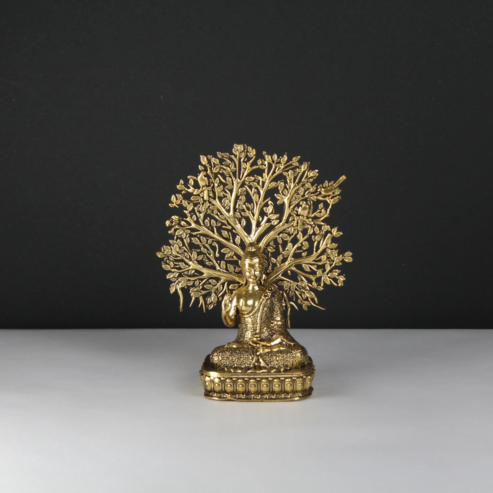 Buddha under tree brass small idol